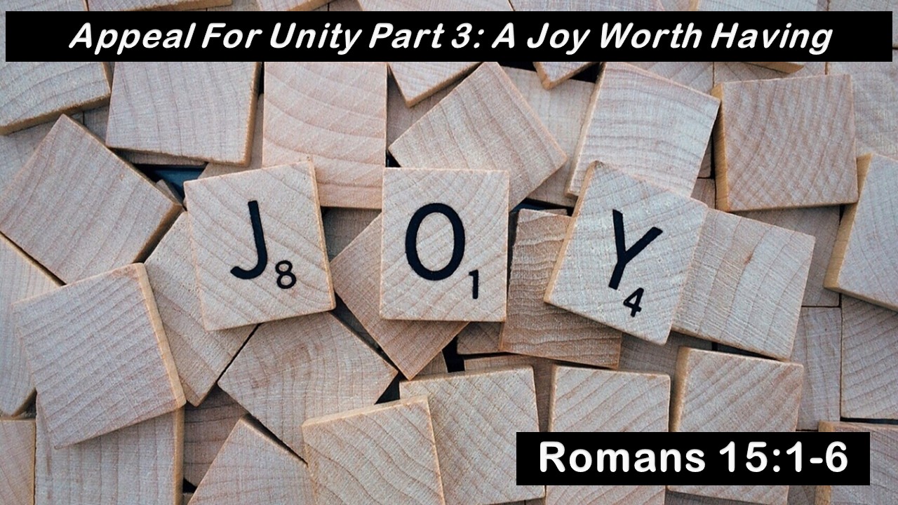 Appeal For Unity Part 3: A Joy Worth Having